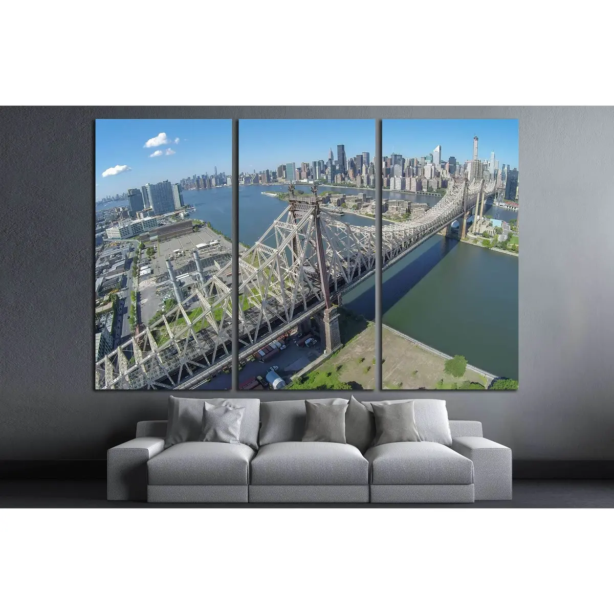 Queensboro Bridge At Summer Sunny Day In New-York City. Aerial View №2731 Ready To Hang Canvas Print 5