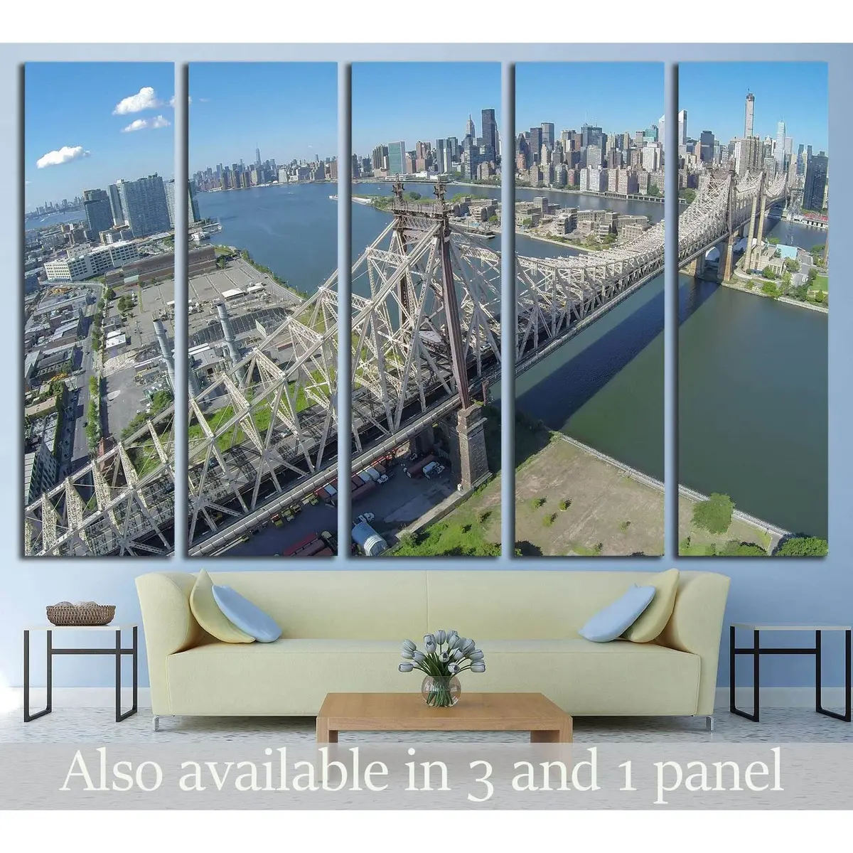 Sunny Summer Aerial Shot of Queensboro Bridge, New York City – Ready-to-Hang Canvas Print