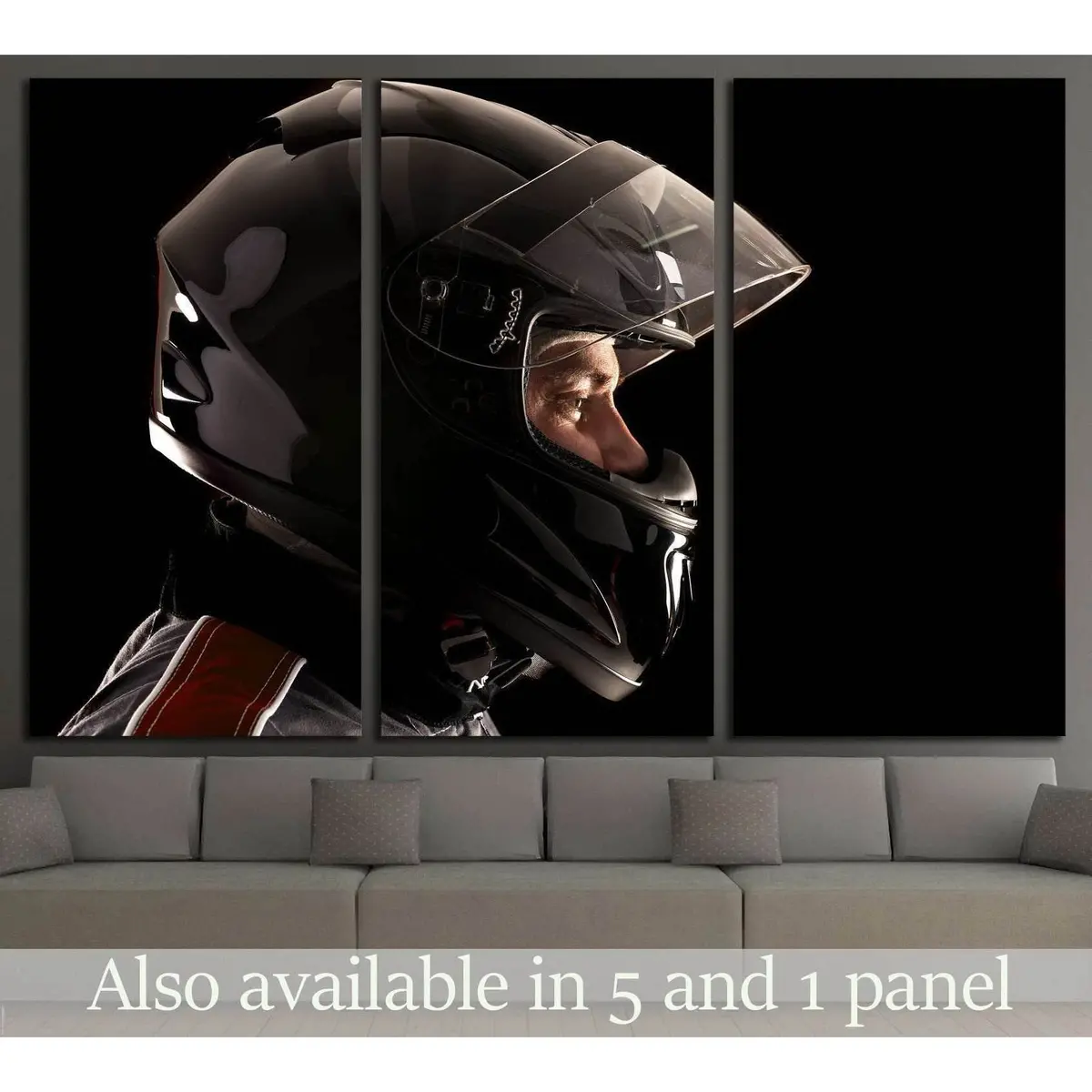 Racing Driver Posing With Helmet Isolated In Black №1873 Ready To Hang Canvas Print 5