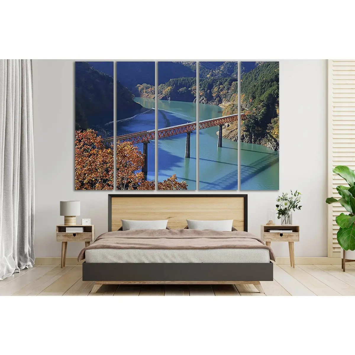 Scenic Railway Bridge Over River Art Print №SL1093