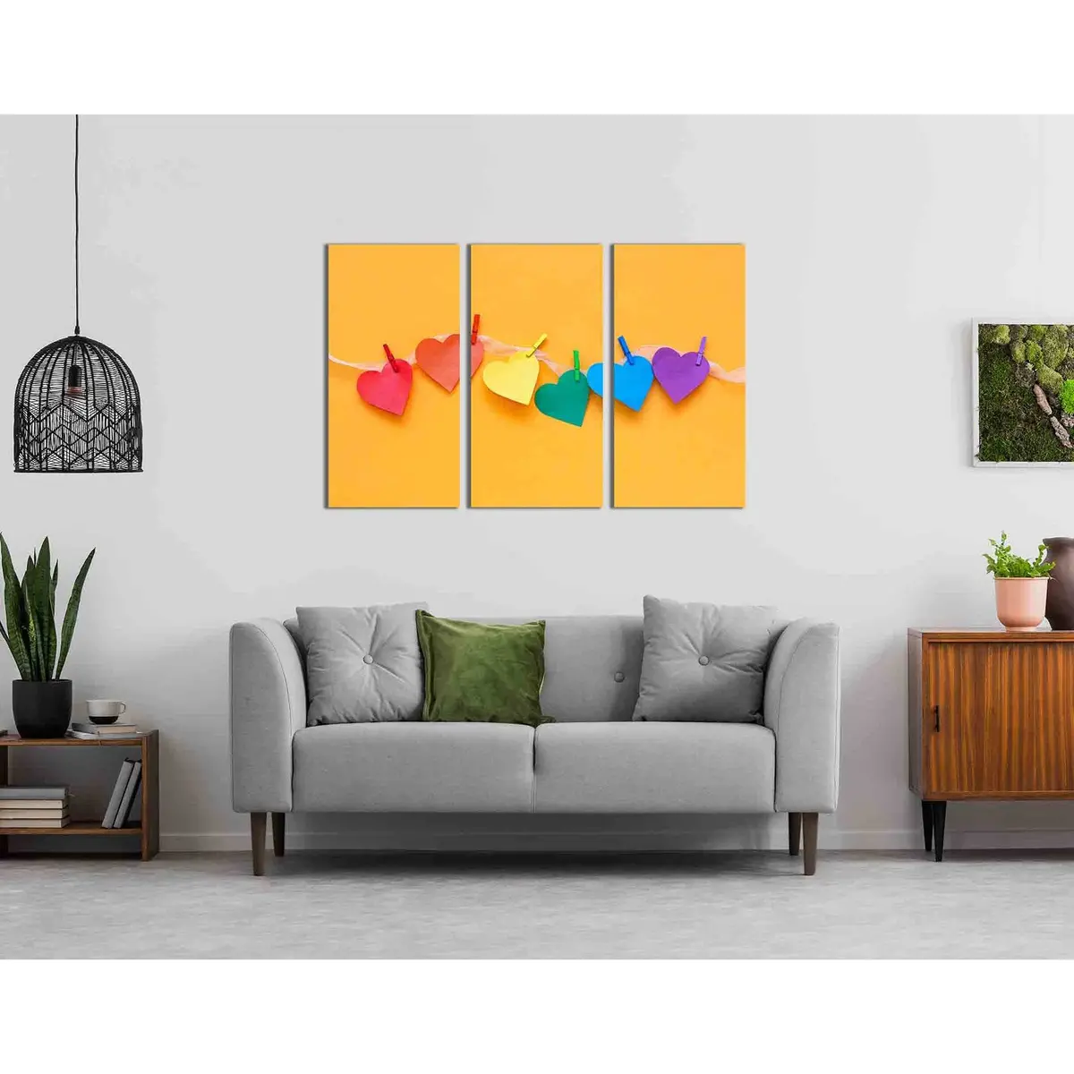 Rainbow Color Hearts №2109 Ready To Hang Canvas Print 5