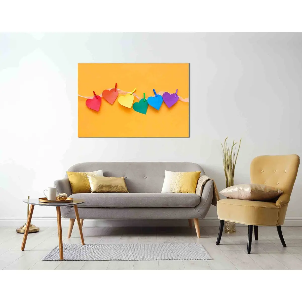 Rainbow Color Hearts №2109 Ready To Hang Canvas Print 1
