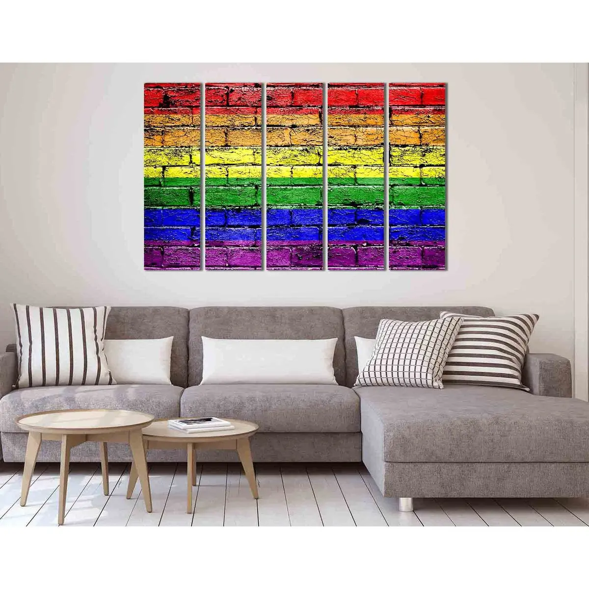 Rainbow Flag Canvas Wall Art – Pre-Installed Hanging Hardware