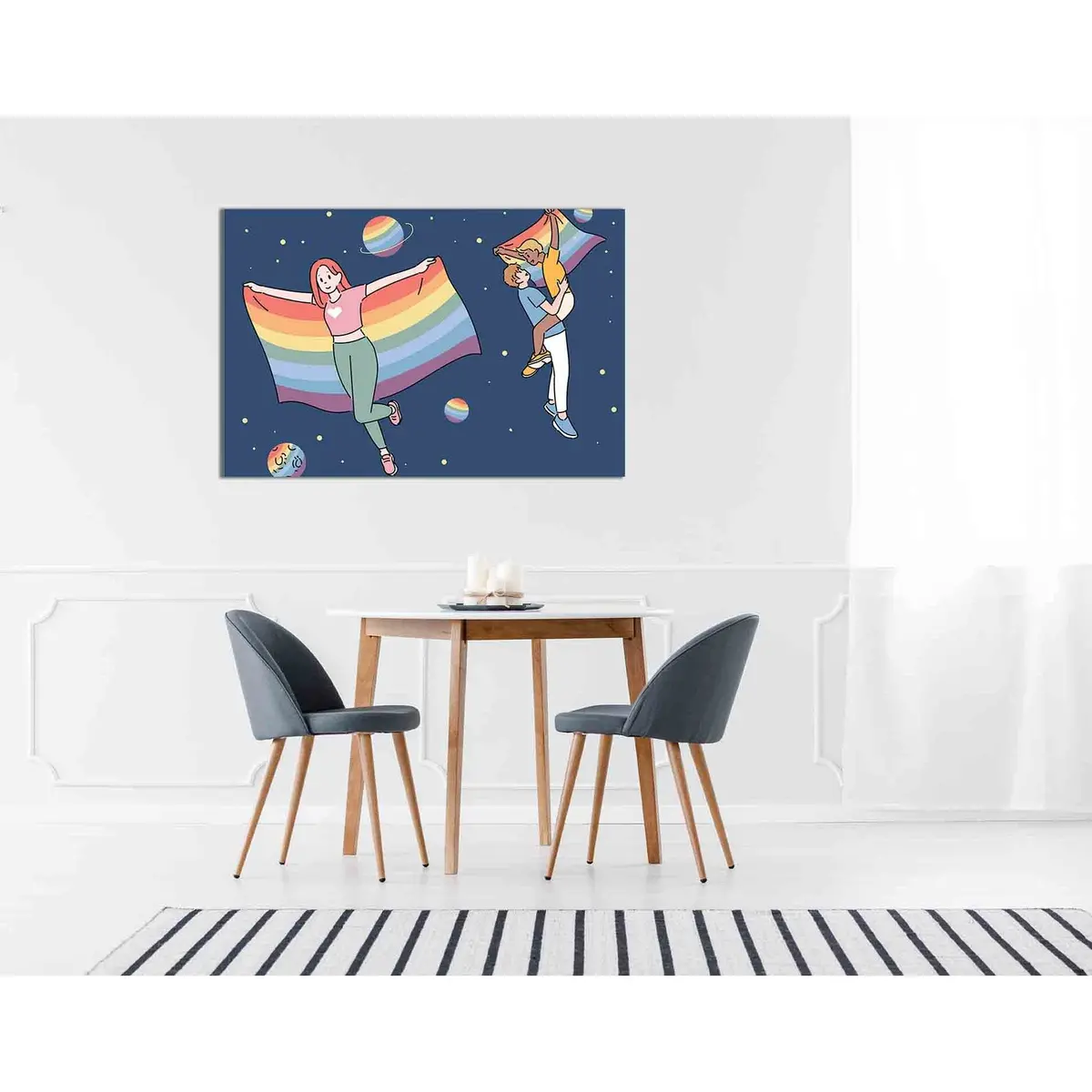 Rainbow Flags In Space №2141 Ready To Hang Canvas Print 1