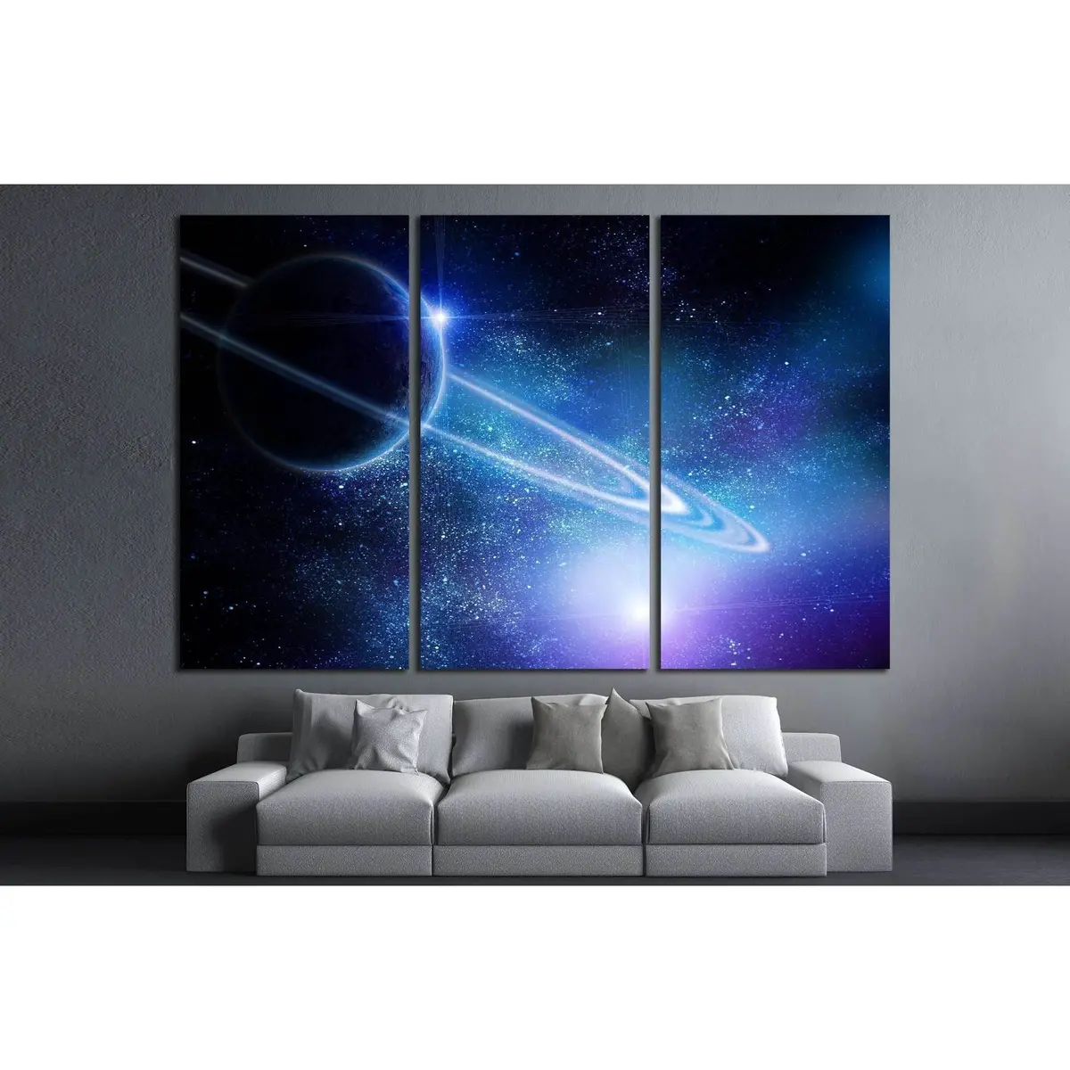 Realistic Saturn In Open Space №2460 Ready To Hang Canvas Print 5