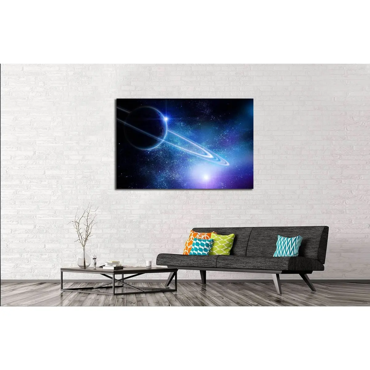 Realistic Saturn In Open Space №2460 Ready To Hang Canvas Print 3