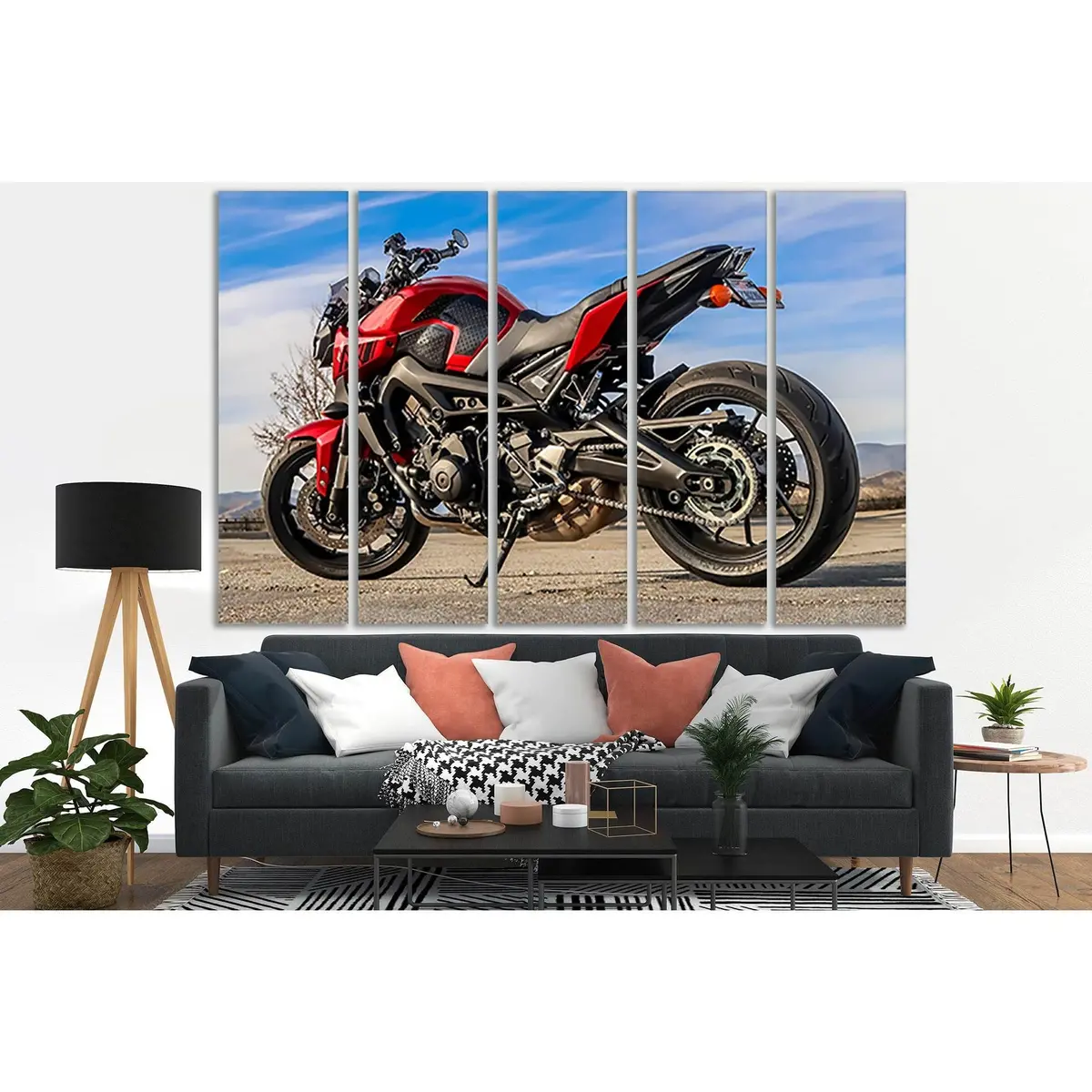 SL778 Red and Black Sports Motorcycle Canvas Wall Art – Ready-to-Hang Decor - Image 3