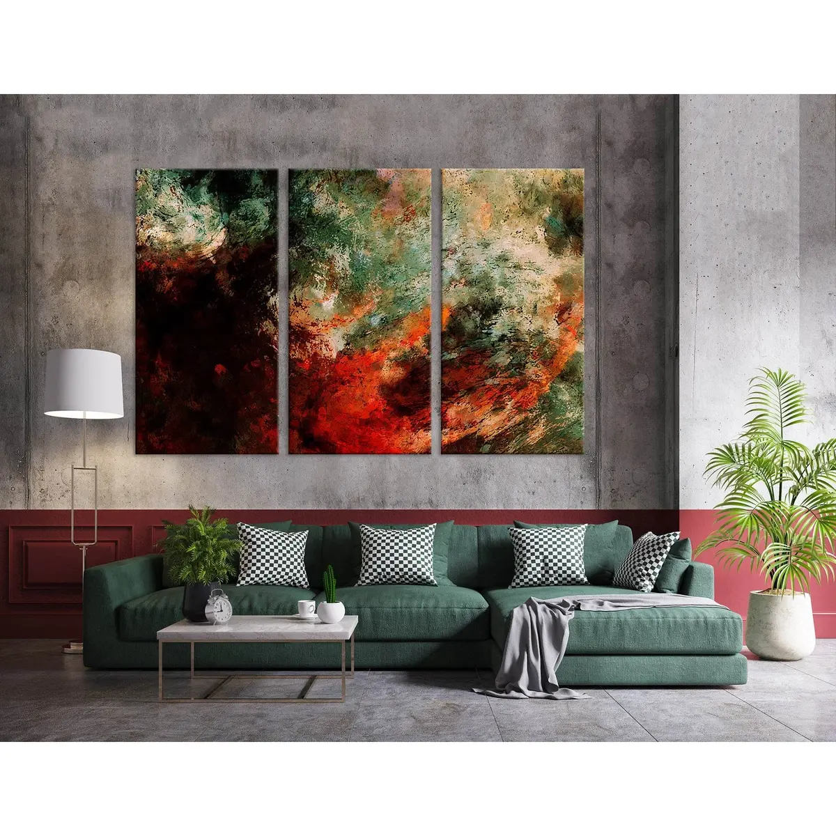 Red And Green Abstract №04355 Ready To Hang Canvas Print 5