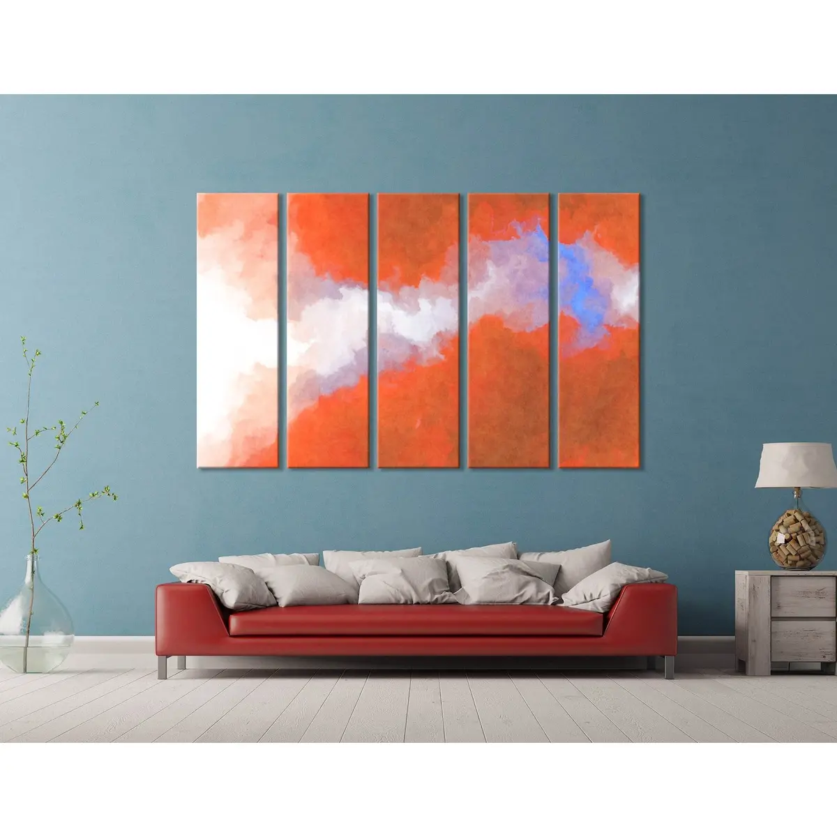 Premium Red and White Abstract Canvas Wall Art Print №04344 - Image 3