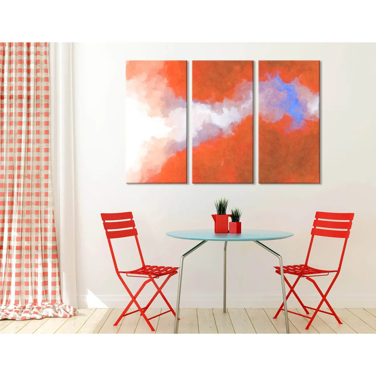 Red And White Abstract №04344 Ready To Hang Canvas Print 5