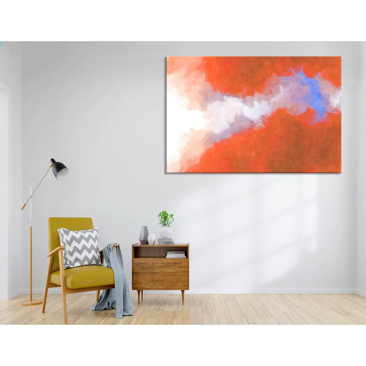 Red And White Abstract №04344 Ready To Hang Canvas Print 3