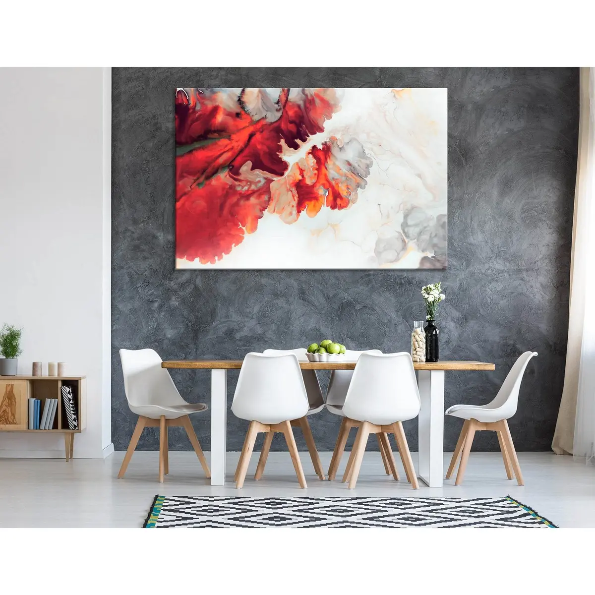 Red And White Abstract №04386 Ready To Hang Canvas Print 3