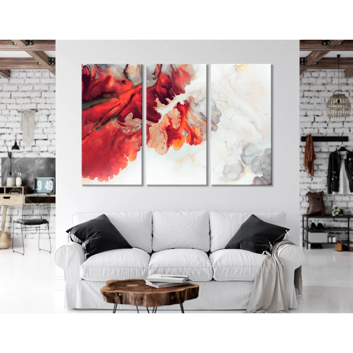 Red And White Abstract №04386 Ready To Hang Canvas Print 5