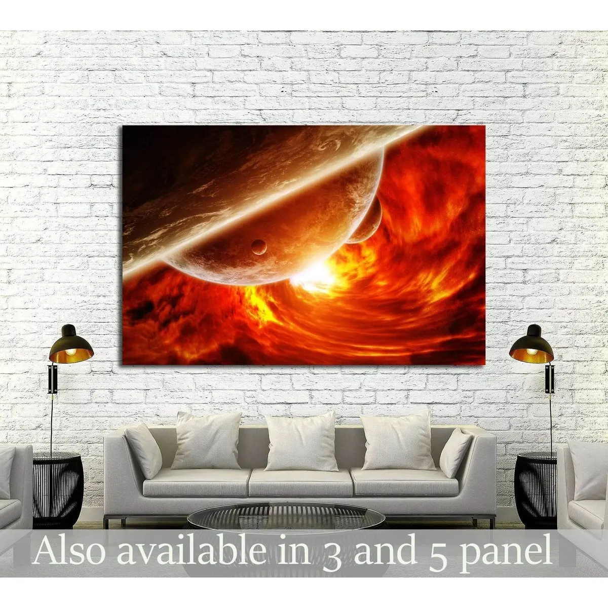 Red Black Hole Sucking Up The Planet Earth 'Elements Of This Image Furnished By Nasa №2453 Ready To Hang Canvas Print 1