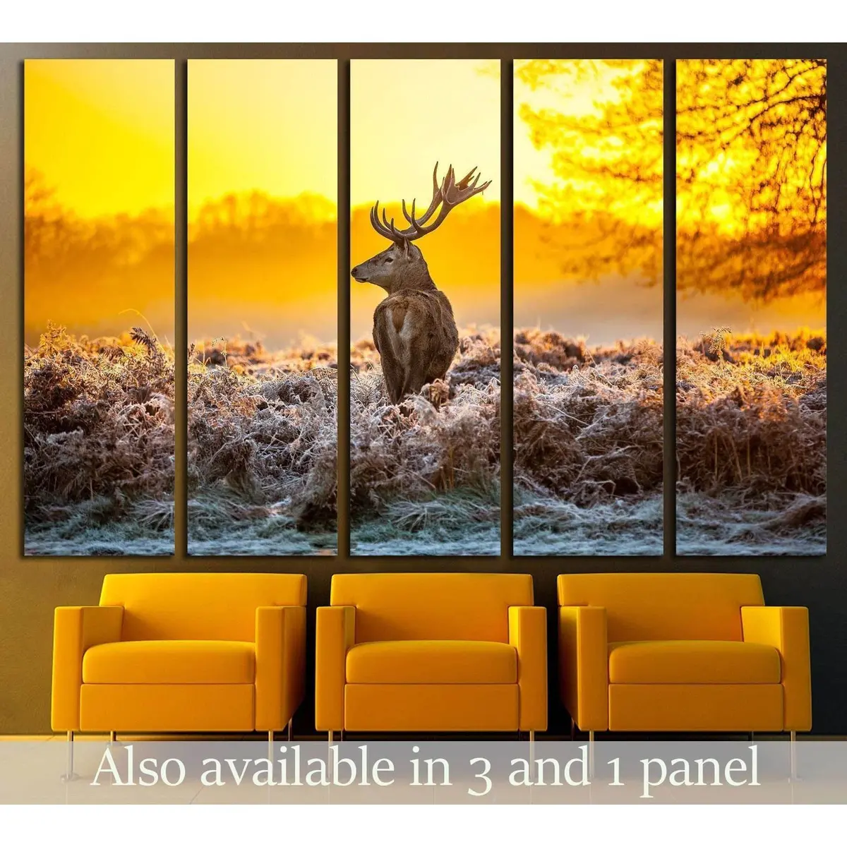 Red Deer Canvas Wall Art – Pre-Installed Hanging Hardware