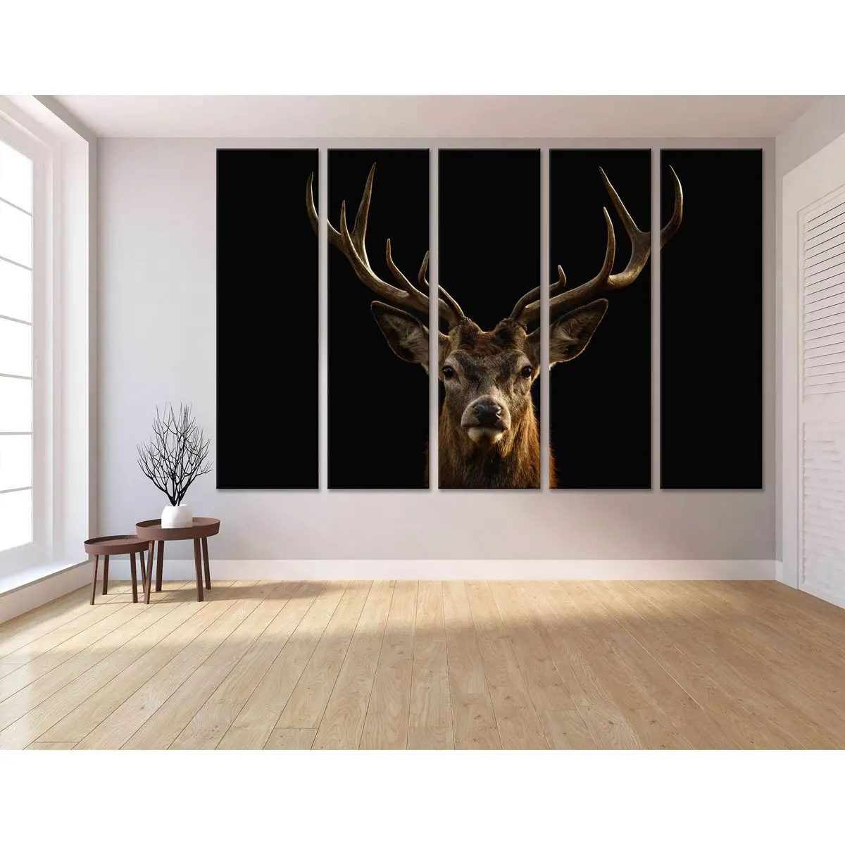 Red Deer Wall Art Canvas Print №04139 – Ready-to-Hang Portrait on Black Background - Image 3