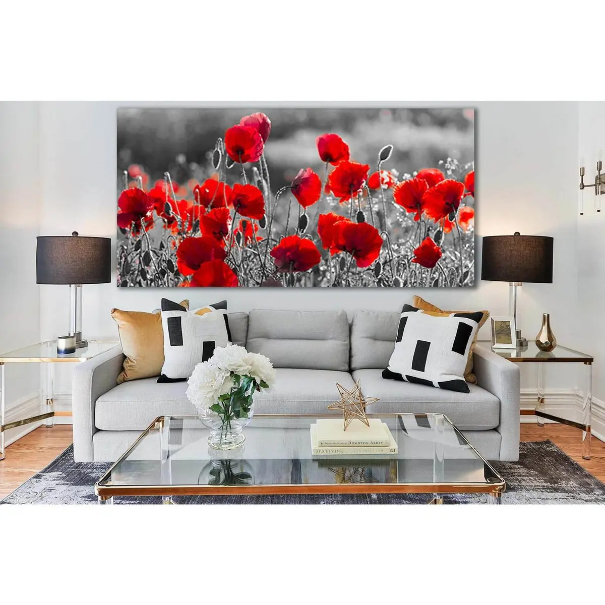 Red Poppies Black And White №Sl717 Ready To Hang Canvas Print 2
