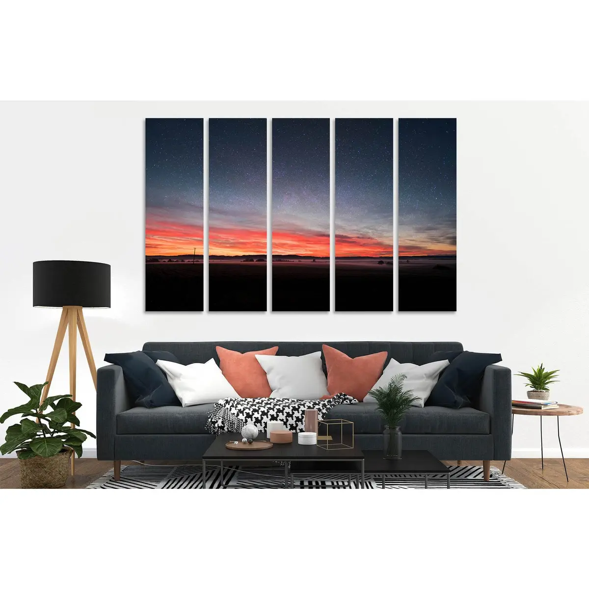 Red Sky at Dawn D1815 Premium Ready-to-Hang Canvas Art Print