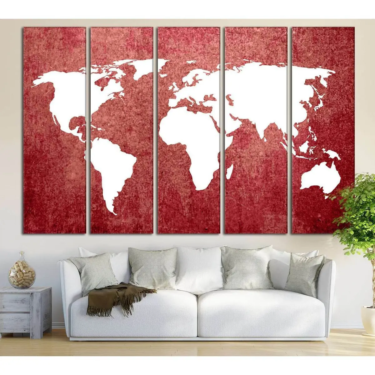 Red World Map №709 Ready To Hang Canvas Print 5
