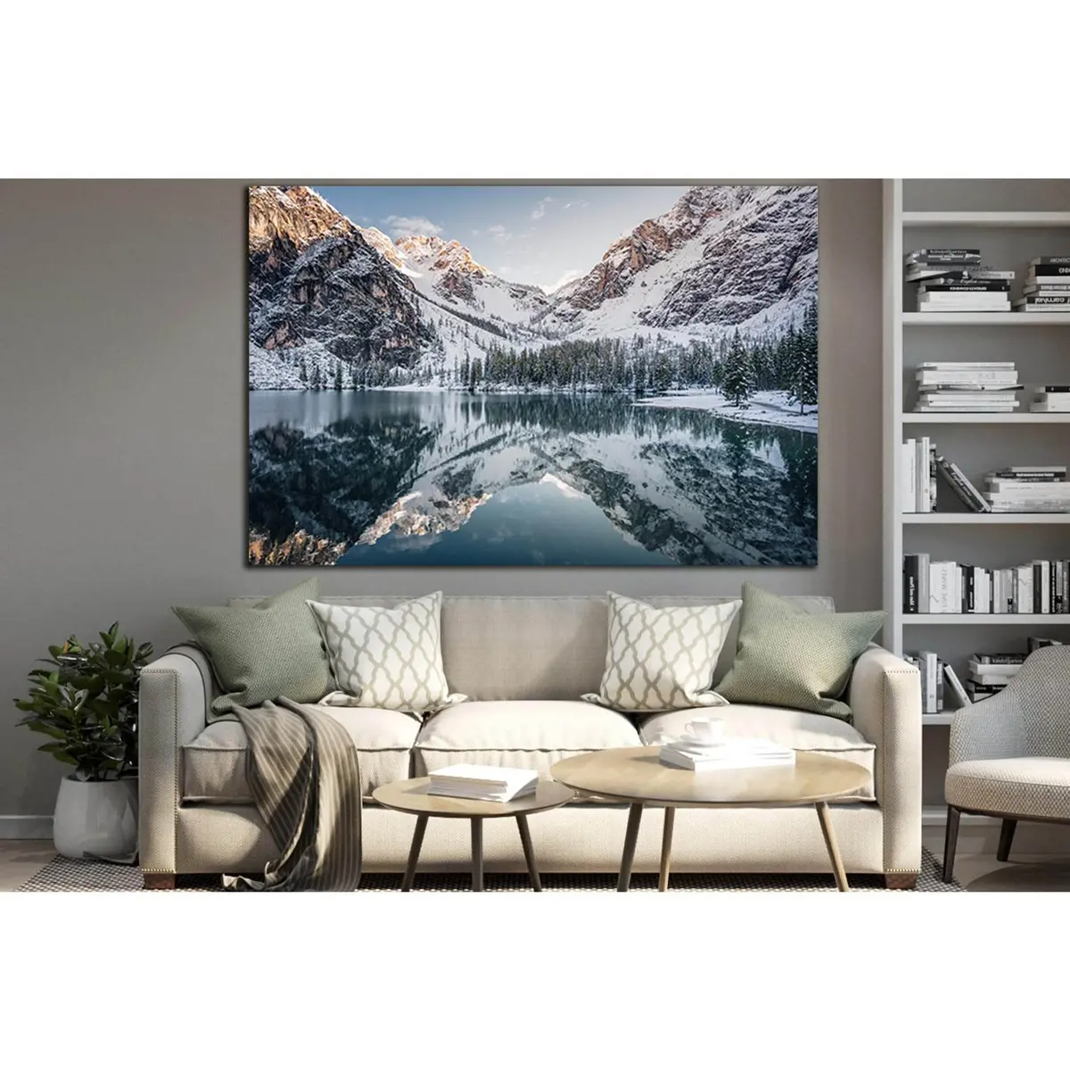 Reflection Of Winter Mountains In The Lake №Sl1589 Ready To Hang Canvas Print 1