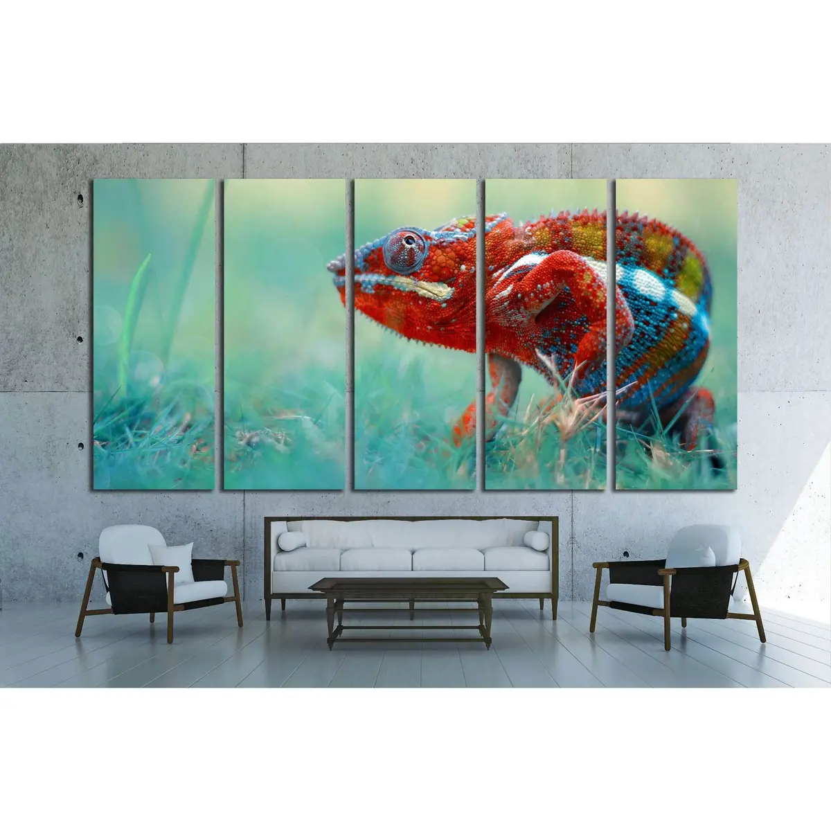 Stunning Macro Photography of an Indonesian Chameleon on Premium Ready-to-Hang Canvas - Image 3