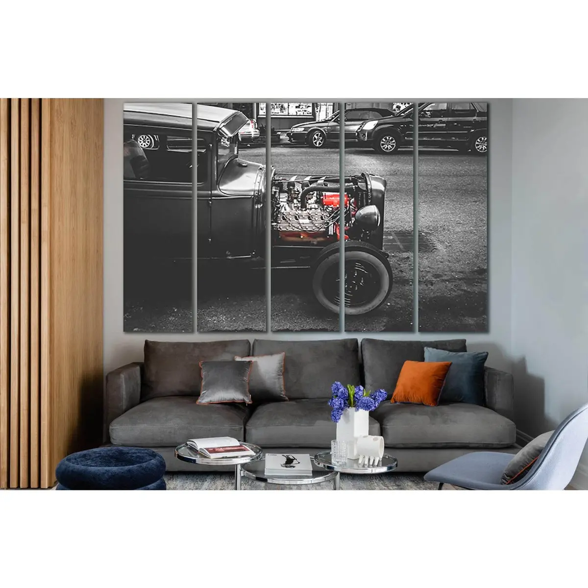 Vintage Automobile Black-and-White Canvas Art – SL864, Pre-Hung Wall Decor - Image 3