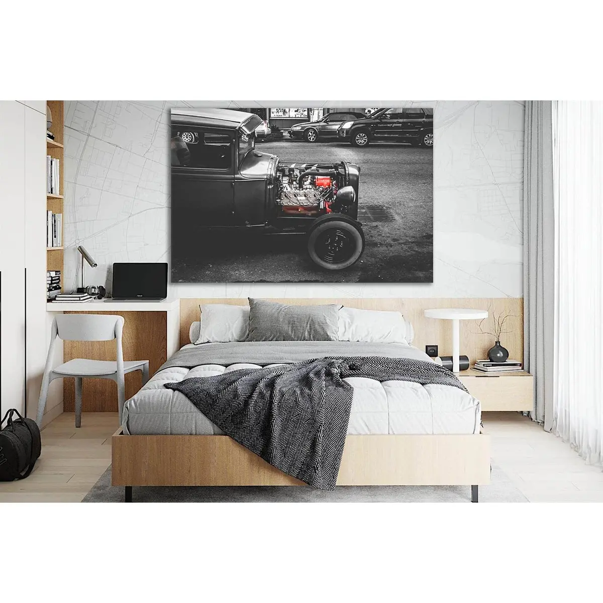 Retro Car Black End White №Sl864 Ready To Hang Canvas Print 2