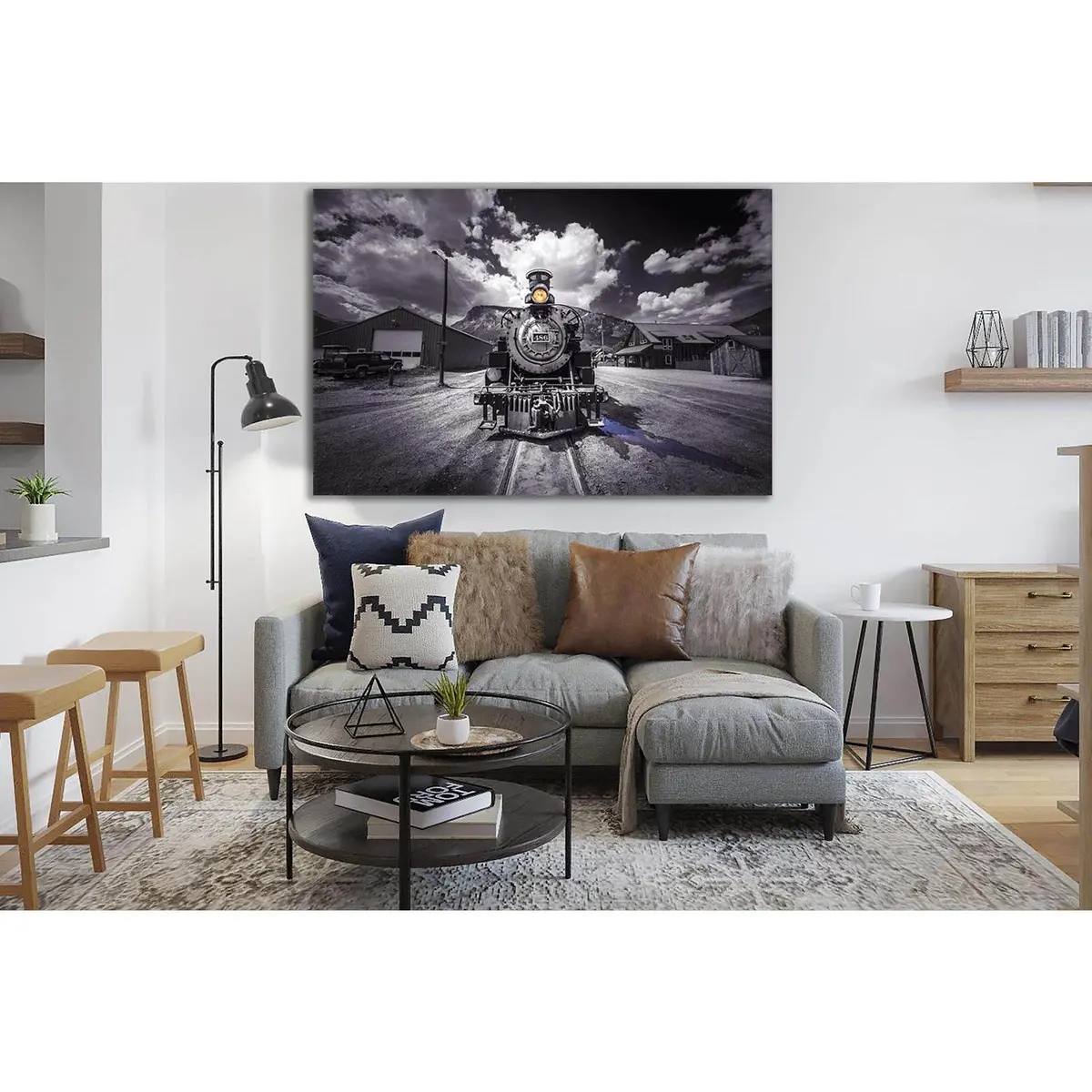 Retro Train Black And White №Sl743 Ready To Hang Canvas Print 1