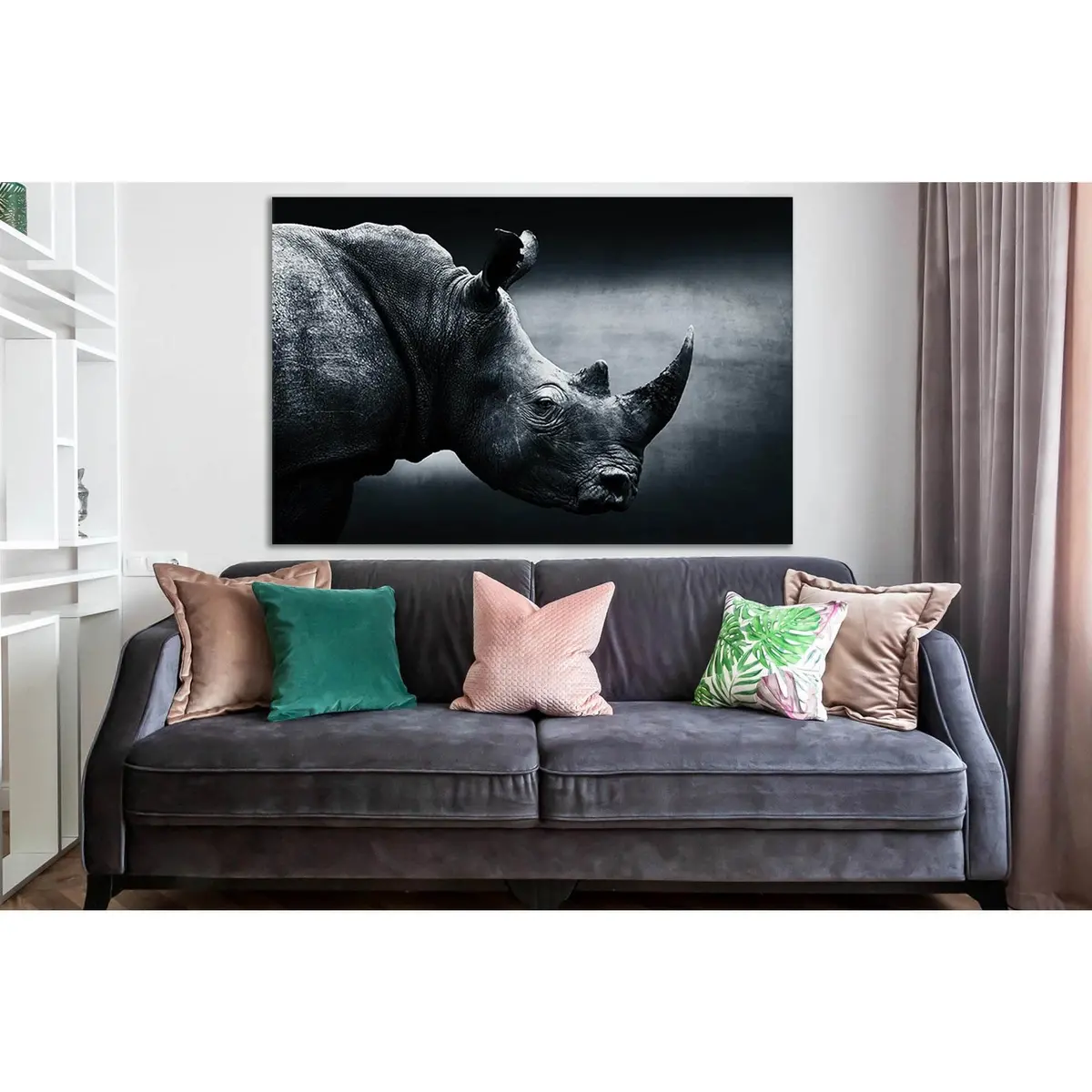 Rhinoceros Black And White №Sl885 Ready To Hang Canvas Print 1