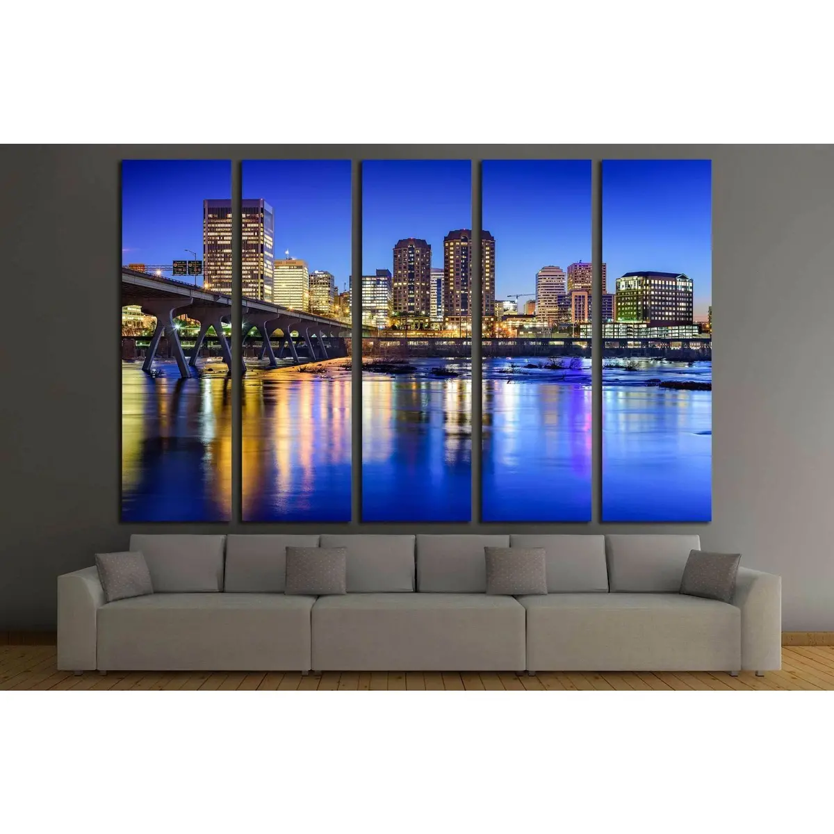 Richmond VA Downtown Skyline Canvas Art Print – Ready-to-Hang Wall Decor Featuring the James River - Image 3