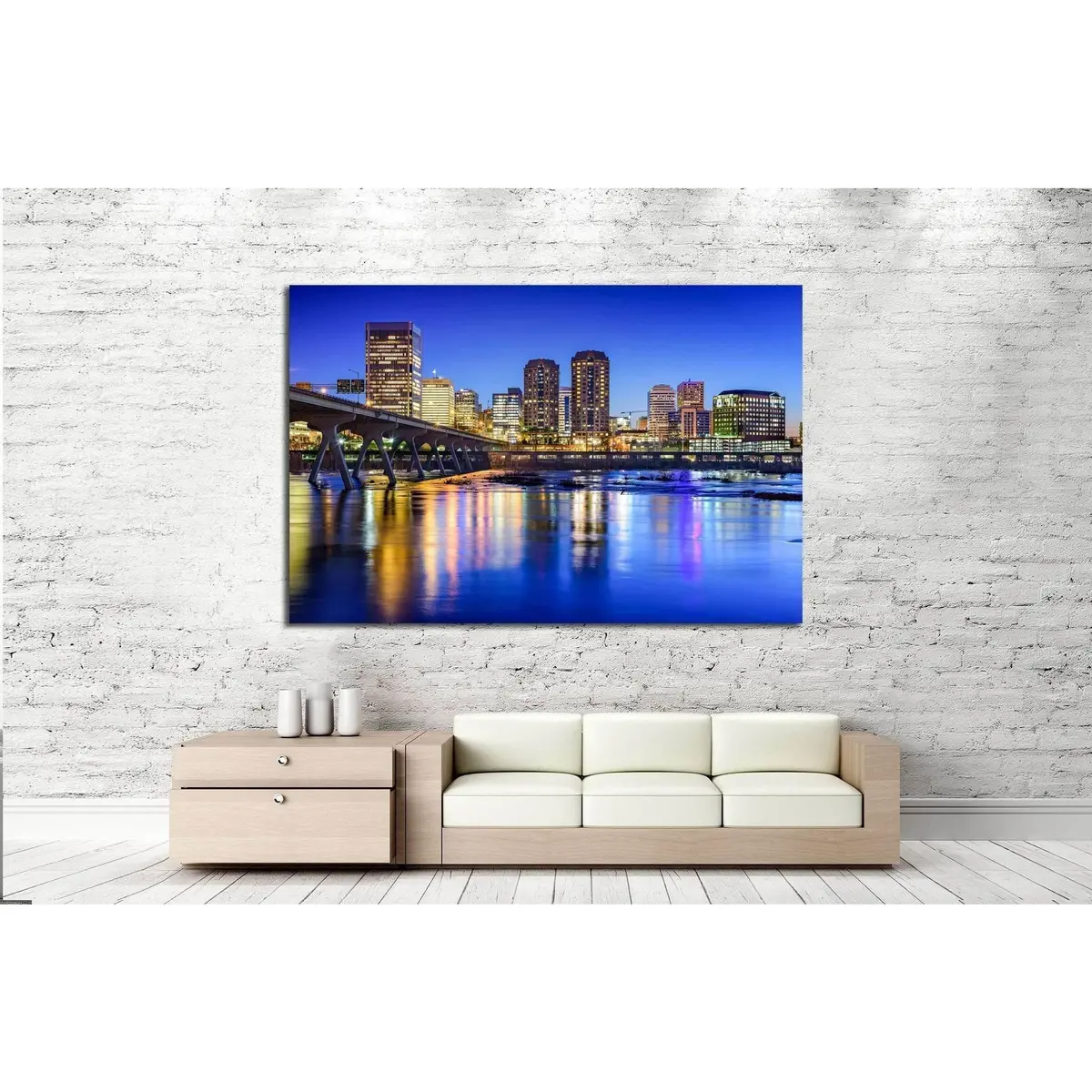 Richmond, Virginia, Usa Downtown Skyline On The James River №2028 Ready To Hang Canvas Print 3