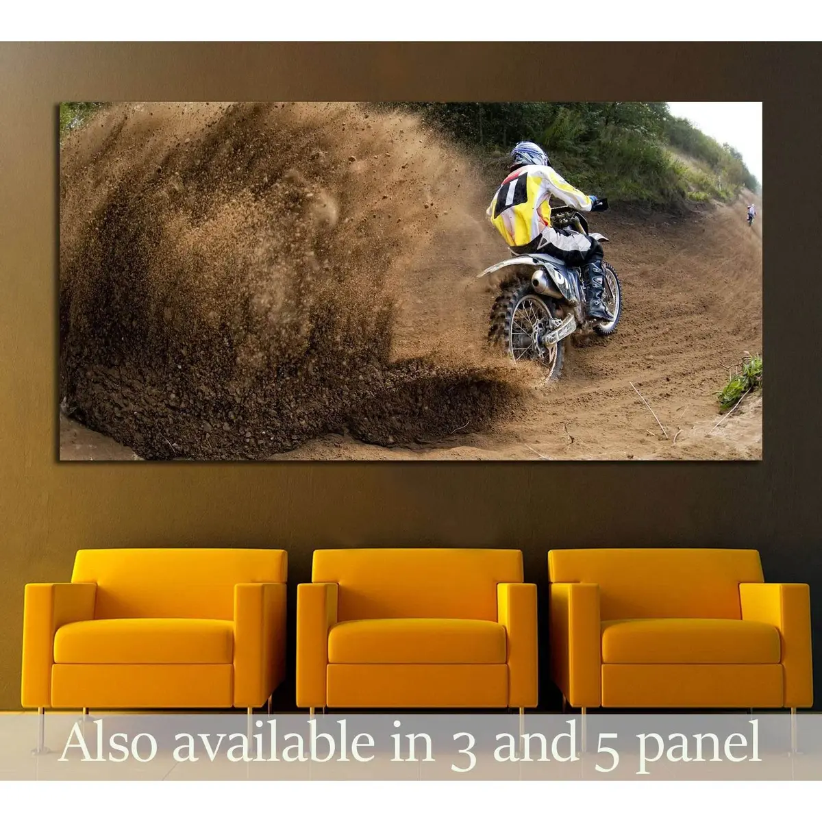 Rider Driving In The Motocross Race №2482 Ready To Hang Canvas Print 1