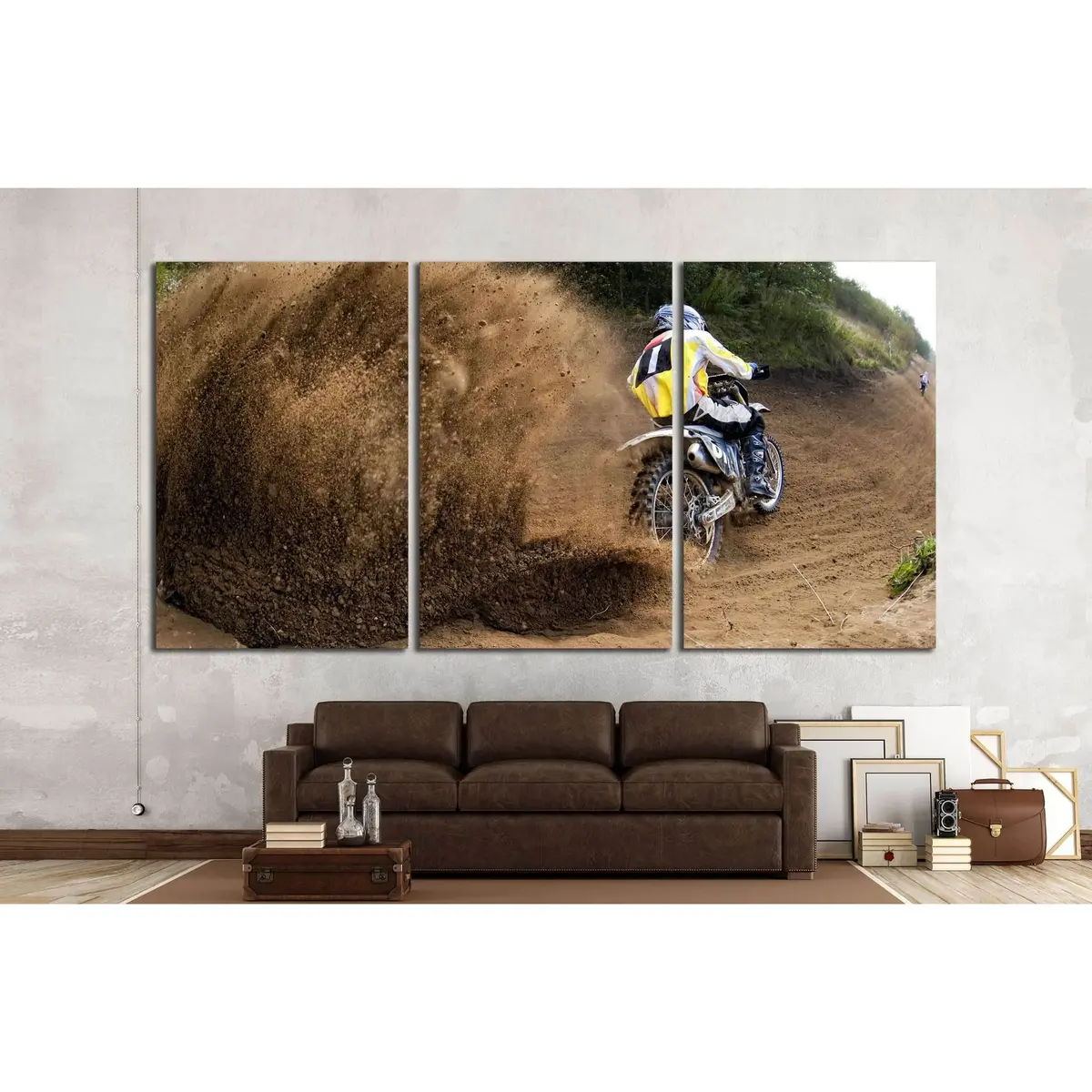 Rider Driving In The Motocross Race №2482 Ready To Hang Canvas Print 5
