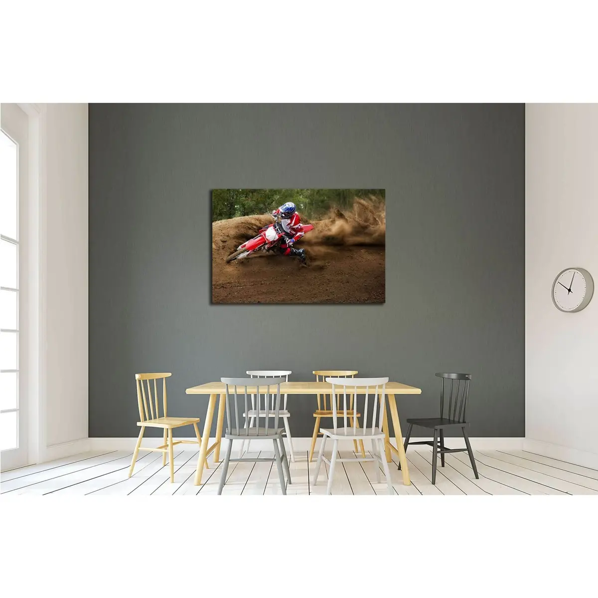 Rider Driving In The Motocross Race №2483 Ready To Hang Canvas Print 3
