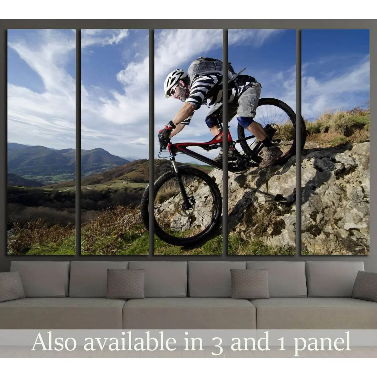 Rider In Action At Freestyle Mountain Bike №1374 Ready To Hang Canvas Print 1