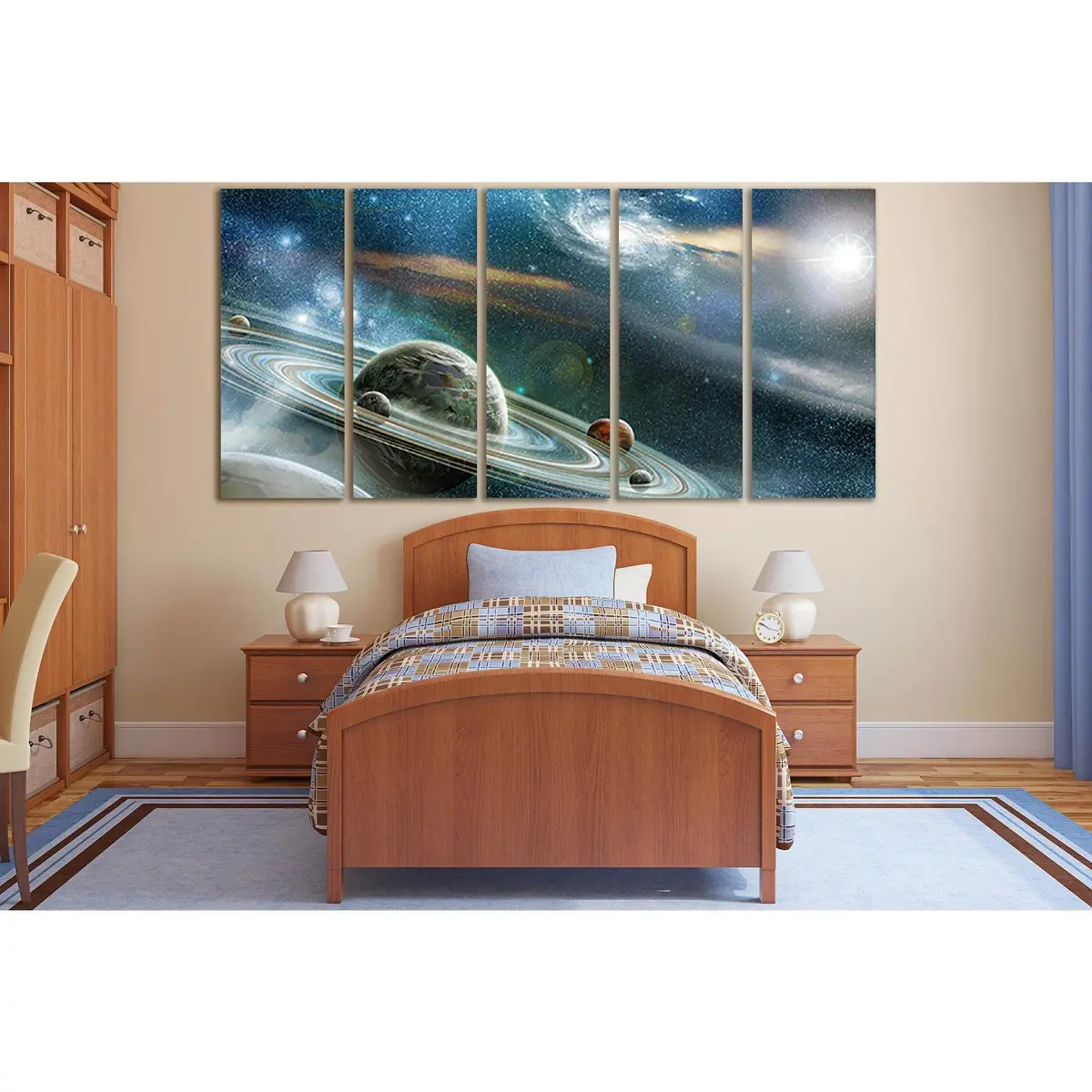 Planetary Rings Fantasy Space Canvas Wall Art – Ready-to-Hang Decor SL971 - Image 3