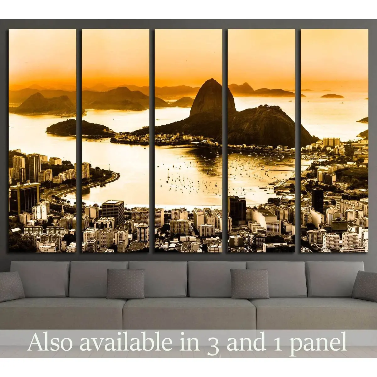 Sunset View of Sugar Loaf Mountain and Botafogo Beach, Rio de Janeiro — Captured from Corcovado, Ready-to-Hang Canvas Print #2615