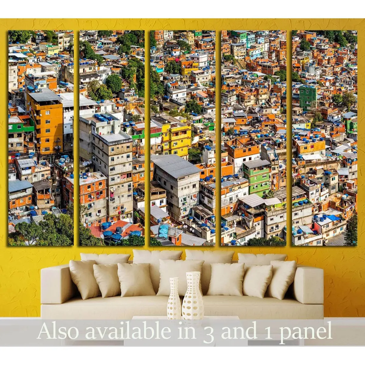 Rio's Rocinha Favela, On A Sunny Afternoon №1194 Ready To Hang Canvas Print 1