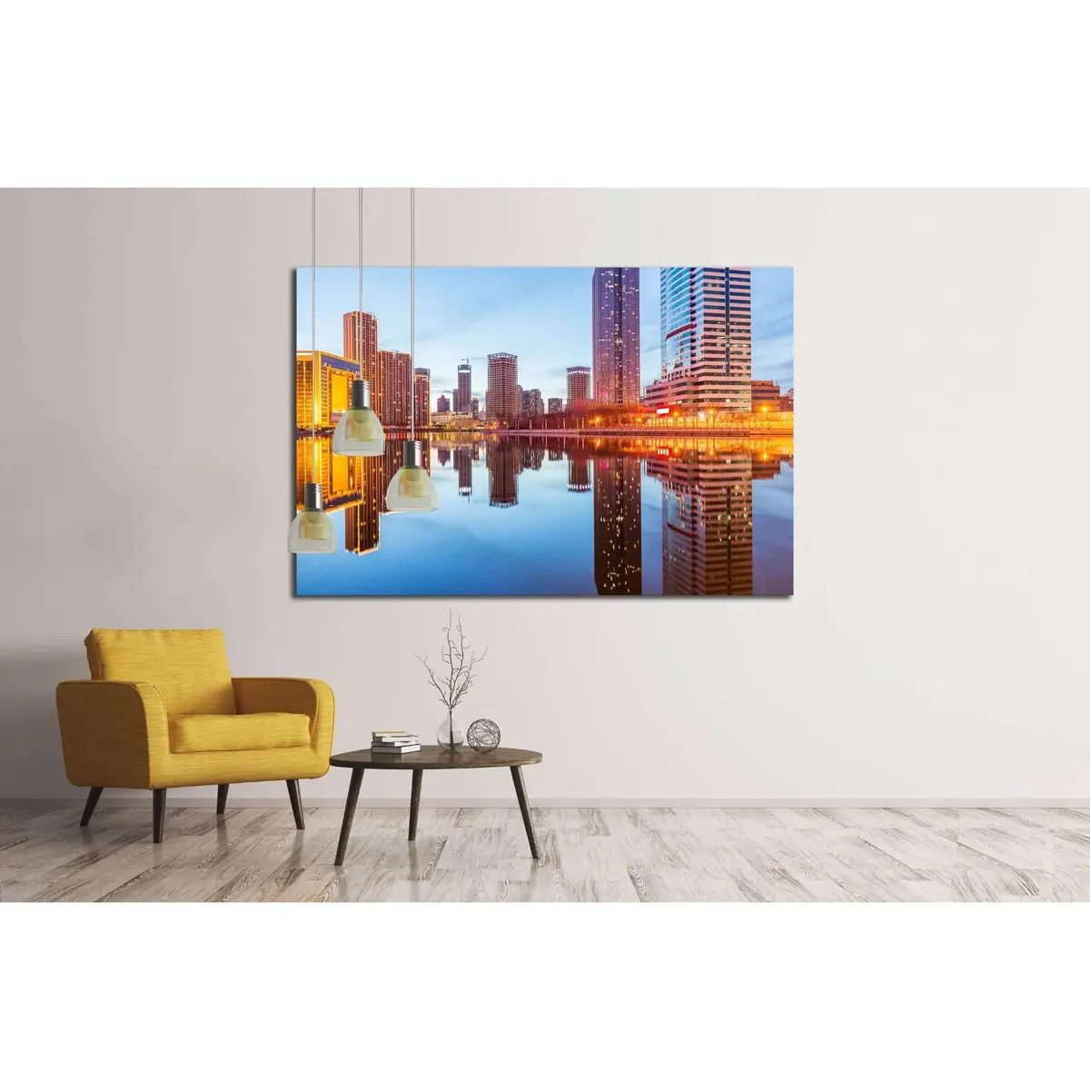River And Modern Buildings Against Sky In Tianjin,China. №2726 Ready To Hang Canvas Print 3