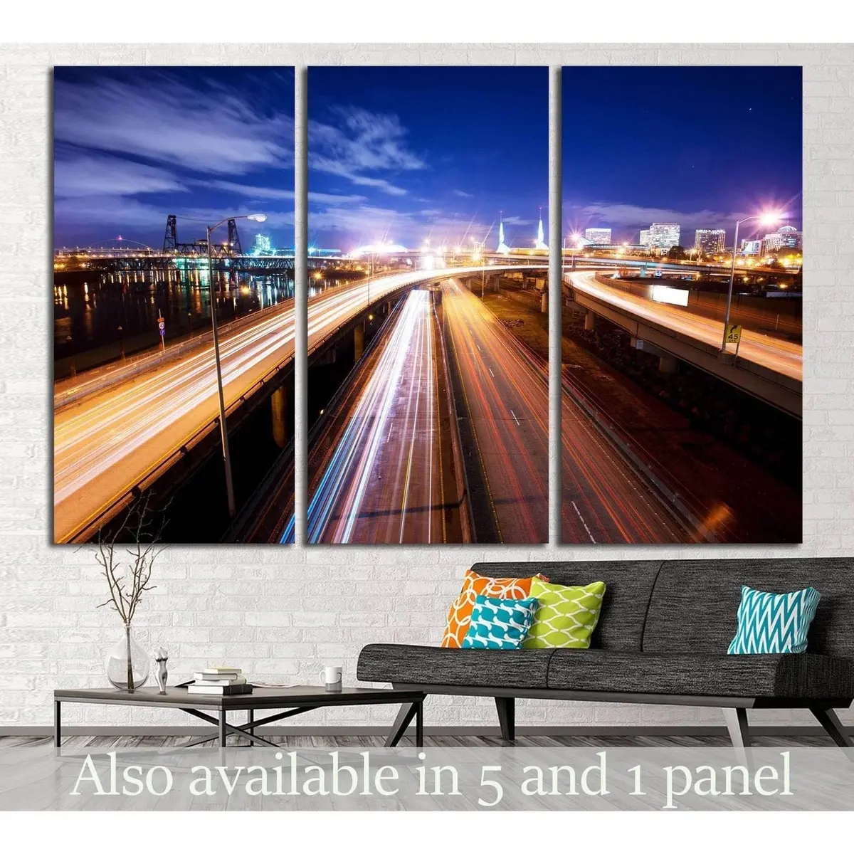 Road At Night In Portland №807 Ready To Hang Canvas Print 5