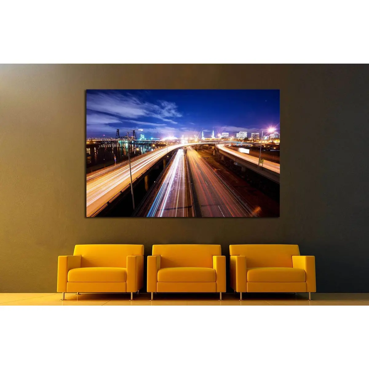 Road At Night In Portland №807 Ready To Hang Canvas Print 3