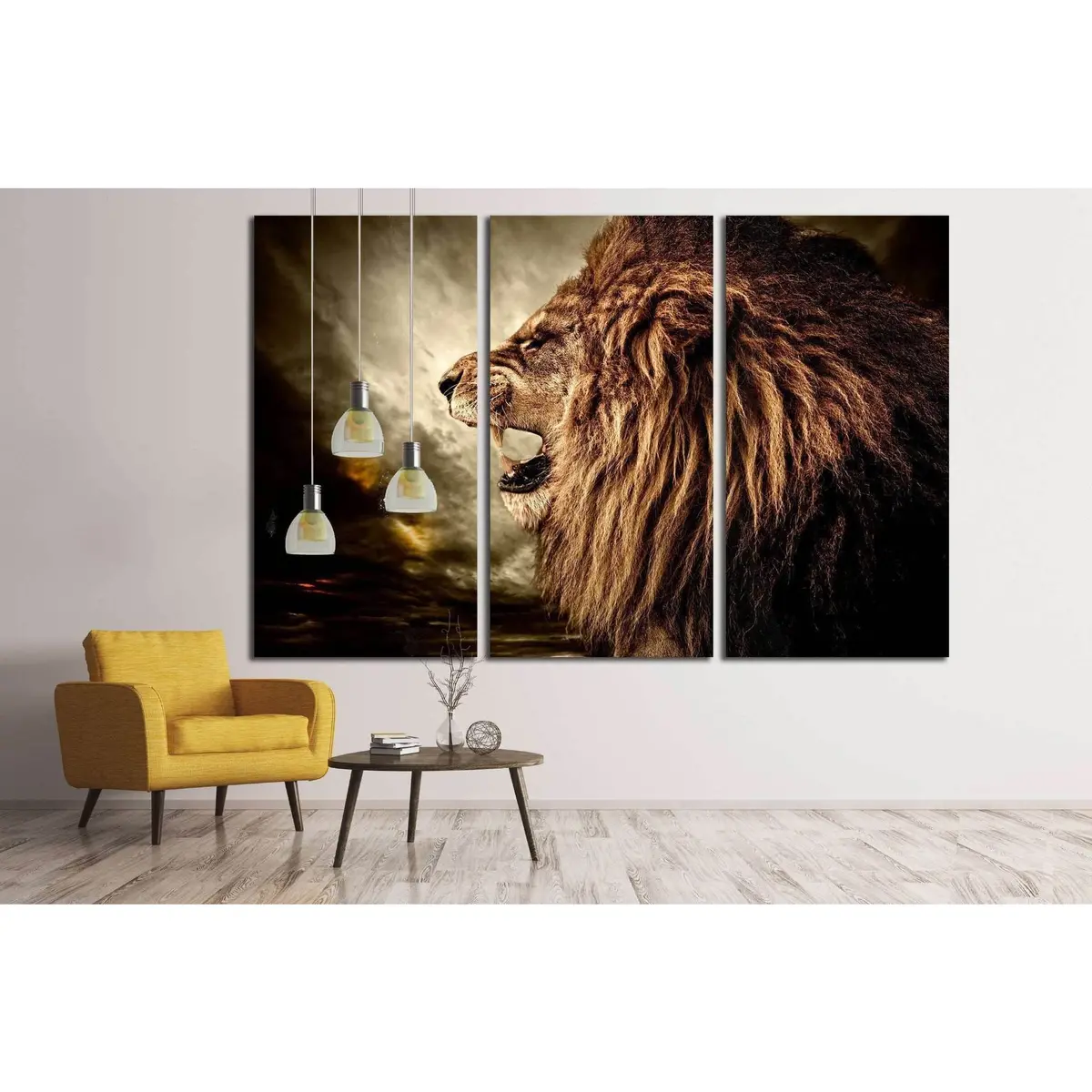 Roaring Lion Against Stormy Sky №1844 Ready To Hang Canvas Print 5