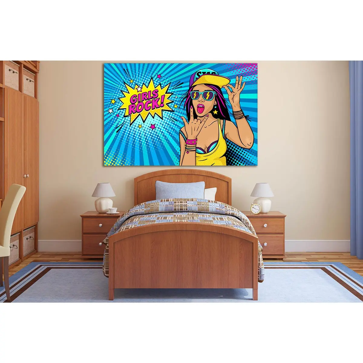 Rock And Roll Girl Pop Art №Sl554 Ready To Hang Canvas Print 1