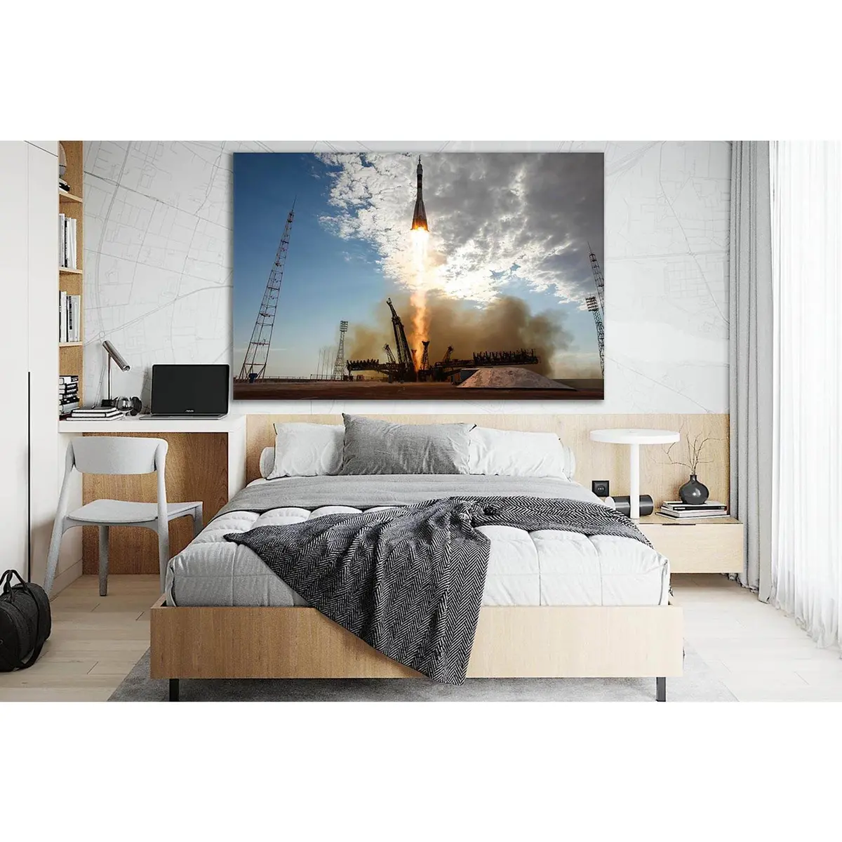 Rocket Soyuz Tma-05M Start №Sl992 Ready To Hang Canvas Print 2