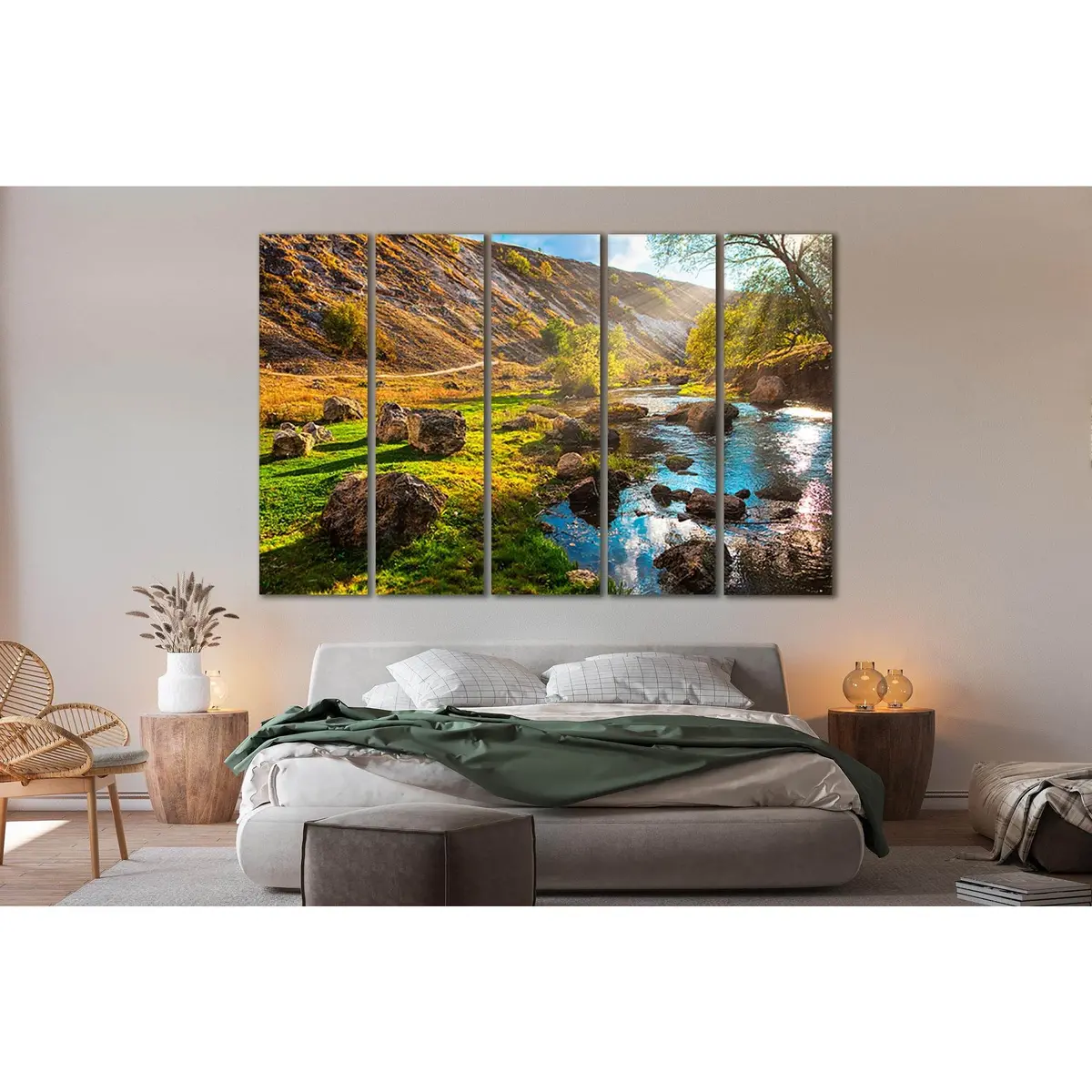 Flowing Water and Stones Canvas Wall Art Print – Ready to Hang