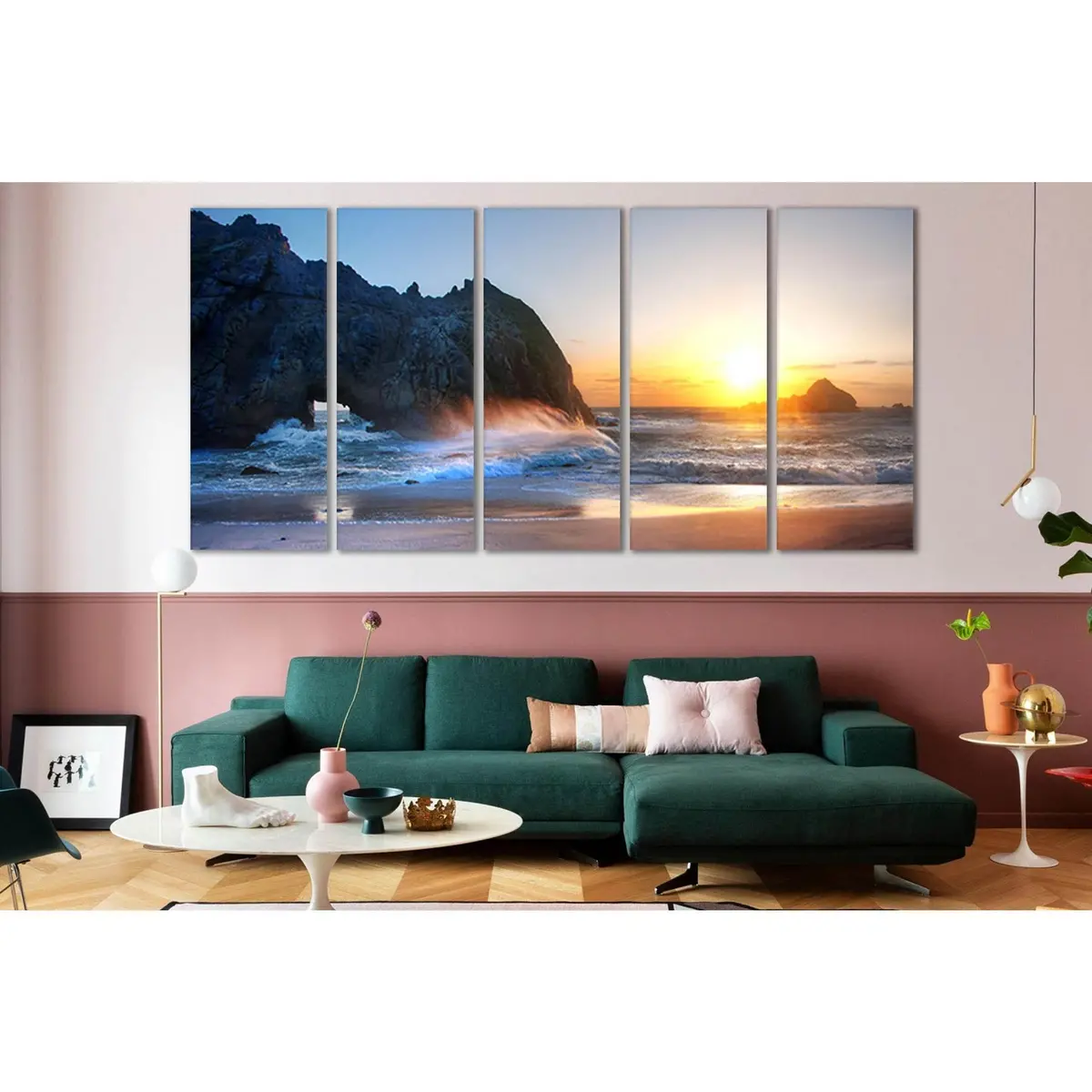 Coastal Sunset Canvas Art Featuring Rocks and Ocean Waves – SL255 Ready-to-Hang Wall Decor - Image 3
