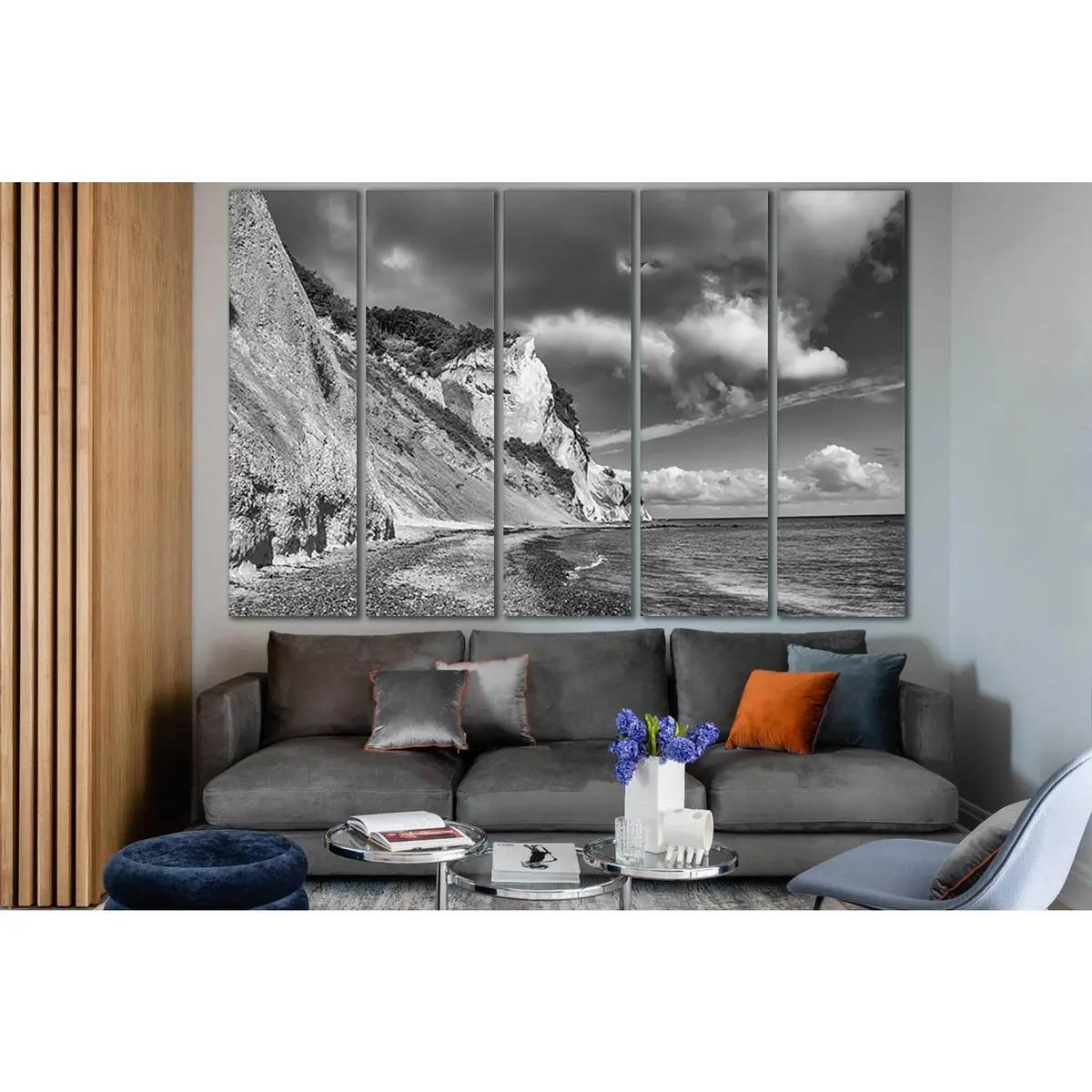 Black & White Rocky Sea Coast Canvas Art – SL870, Premium Ready-to-Hang Print