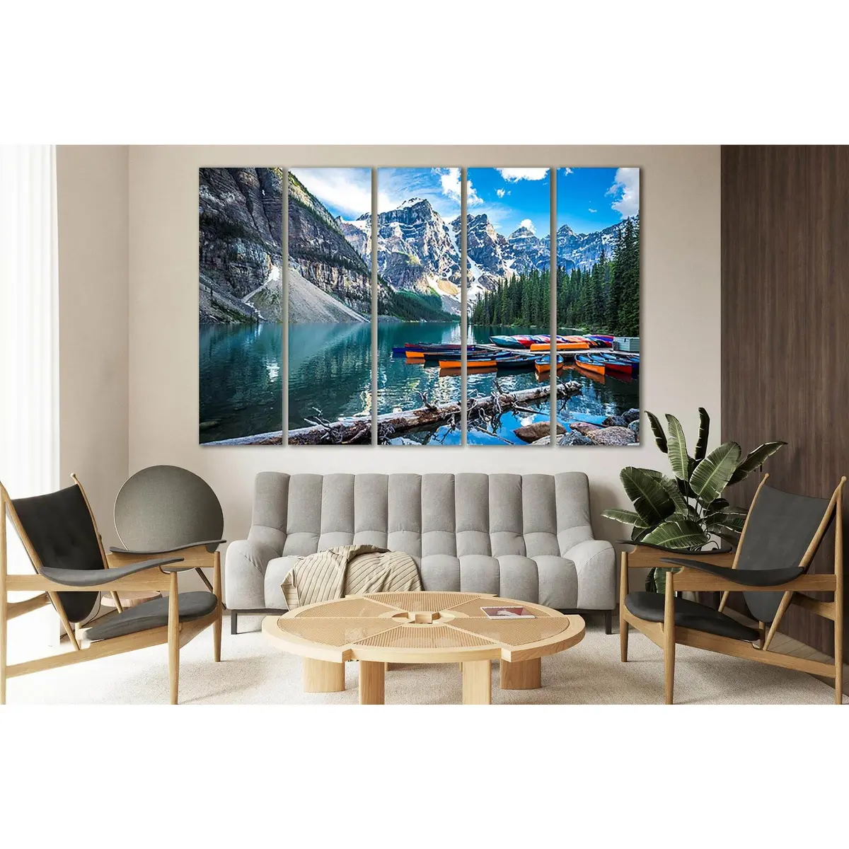 Lake Moraine in the Rocky Mountains №Sl19 — Ready-to-Hang Canvas Art Print