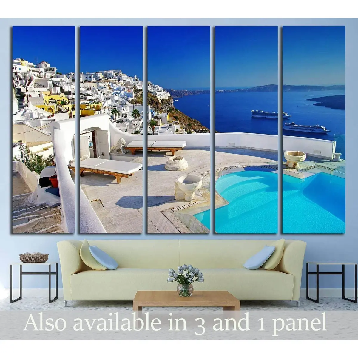 Santorini Romance Canvas Print – Ready-to-Hang Wall Art #2592