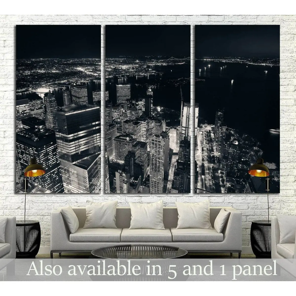 Rooftop Night View Of New York City Downtown №1369 Ready To Hang Canvas Print 5